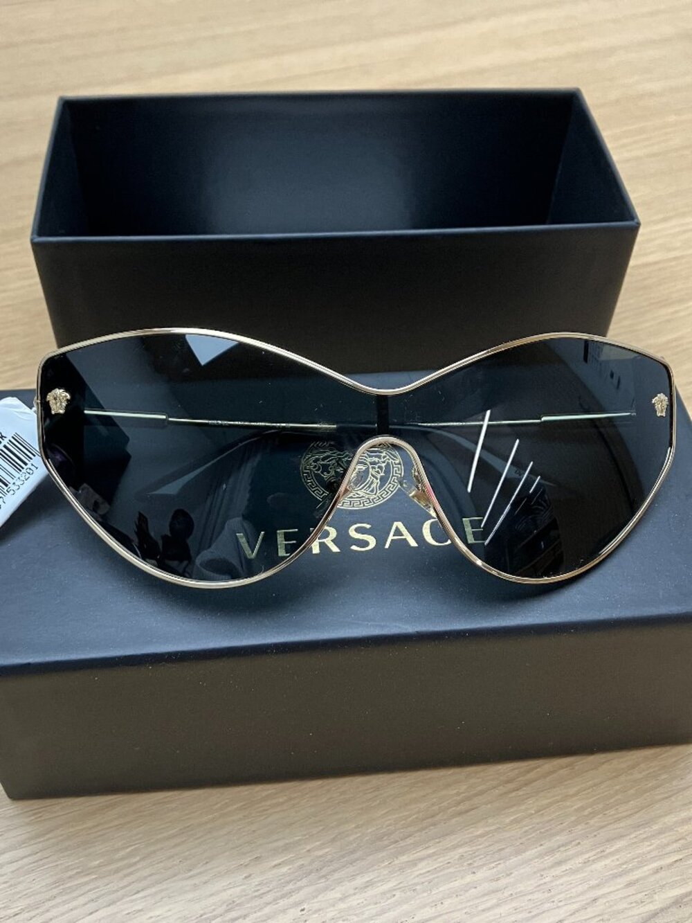 Versace Cat-Eye Wrap Futuristic Sunglasses